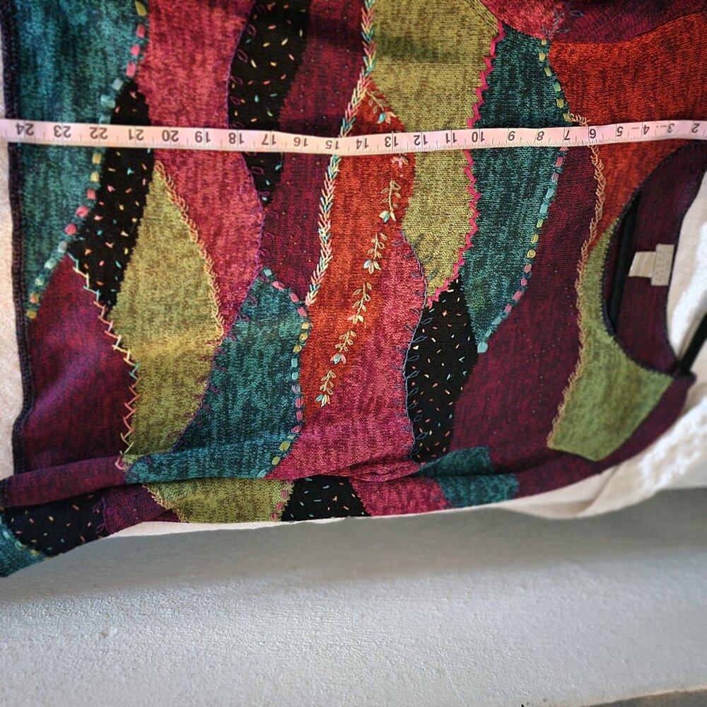 Vintage Colorful Patchwork Knit Sweater Womens Large - Picture 2 of 14
